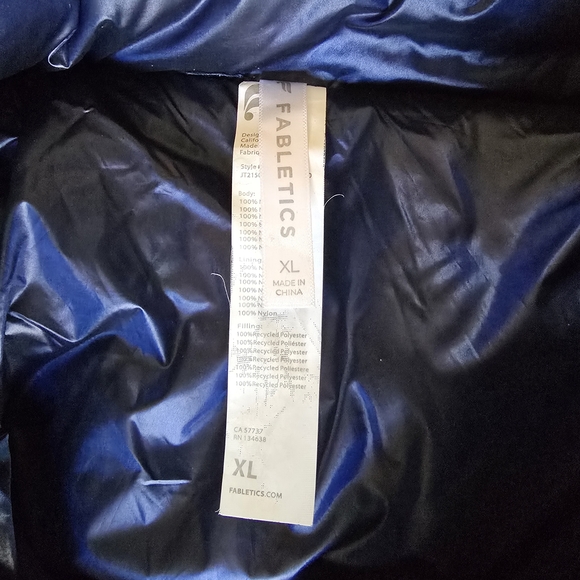 Fabletics Quilted Long Puffer Jacket Blue XL - Picture 6 of 10
